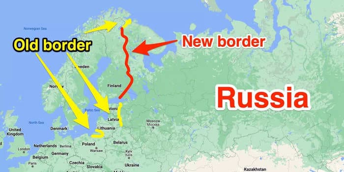 Map shows how Russia's border with NATO more than doubles with Finland as a member