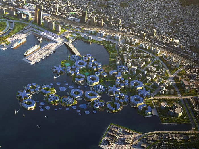 South Korea is designing a 'flood-proof' city that can house 12,000 people and looks like a giant, floating honeycomb &mdash; take a look