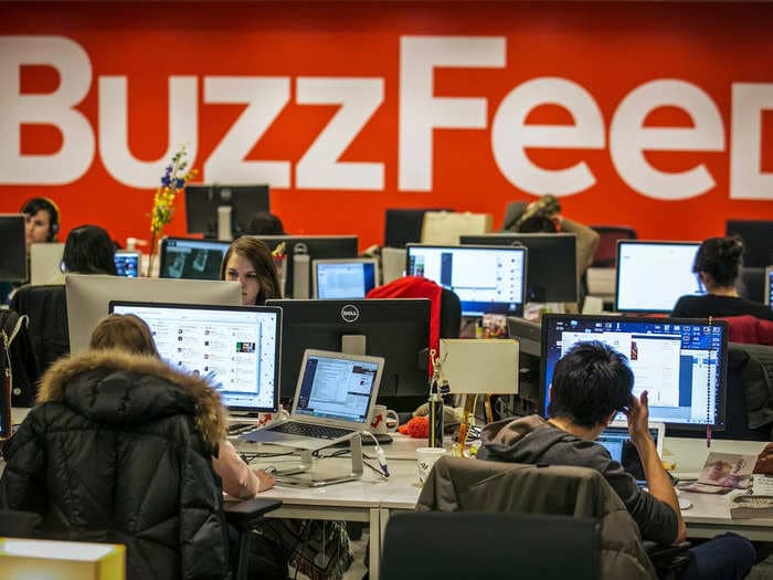 BuzzFeed's stock plunged Monday, putting the company's market cap below the $315 million that AOL paid for HuffPost in 2011