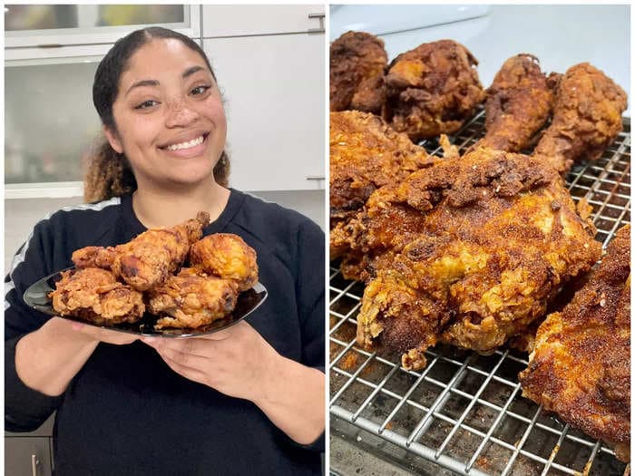 I made Chef Marcus Samuelsson's fried chicken recipe for Juneteenth &mdash; the crispy, flaky crust and hints of rosemary make it an automatic favorite