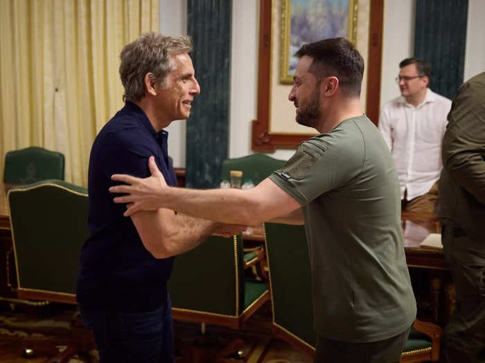 Ben Stiller met with Zelenskyy in Kyiv and told the actor-turned-politician 'you are my hero' after touring the war-ravaged country