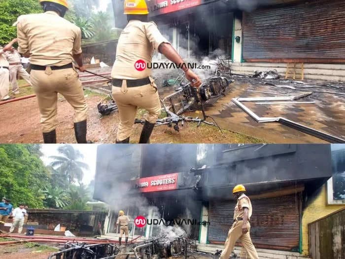 EV fire – Okinawa electric scooter showroom in Mangaluru catches fire, several scooters destroyed