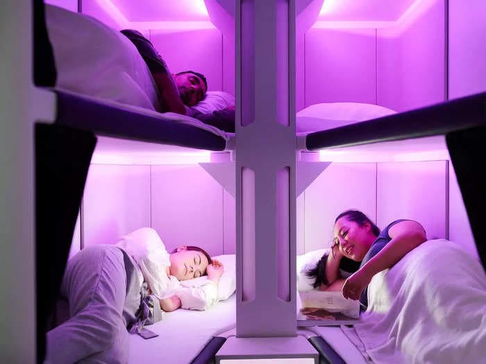 An airline plans to install bunk beds and couches in economy class to help to boost comfort on long-haul flights