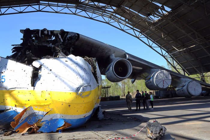 Billionaire Richard Branson visited a Kyiv airfield to discuss rebuilding the world's largest cargo plane, which was destroyed by a Russian attack