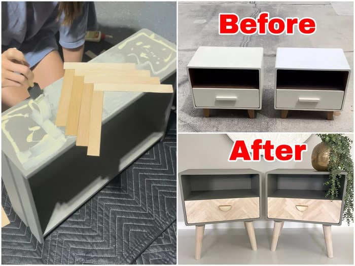 A DIY TikToker who flipped a free pair of nightstands for $275 using popsicle sticks and paint shares how you can turn trash into treasure