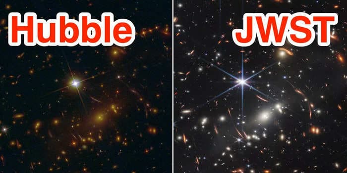Side-by-side photos show how much more powerful NASA's new James Webb telescope is than Hubble