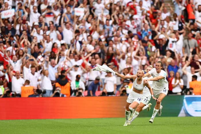 England's hero of the 2022 EUROs channeled US soccer legend Brandi Chastain to celebrate her game-winning goal