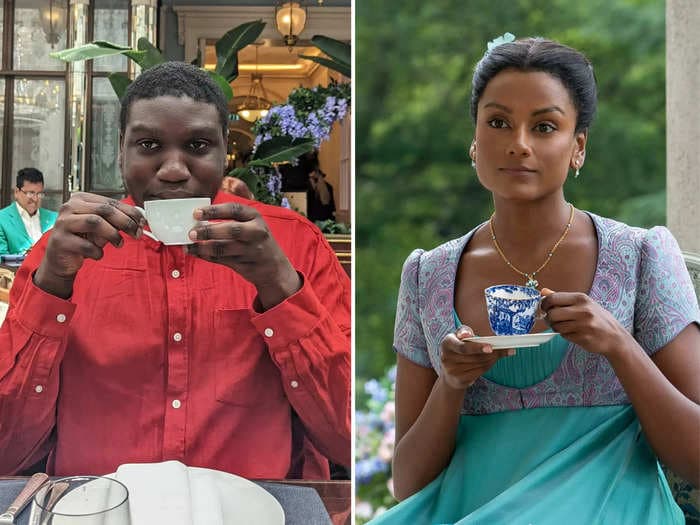 I went to a 'Bridgerton'-themed afternoon tea in London, and I thought the whimsical experience was ideal for a superfan like me