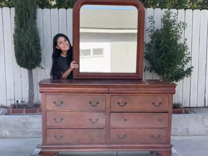 'Furniture-flipping' is a hot new TikTok trend where people show off quick restorations for sale. Check out these before-and-after photos from popular creators.