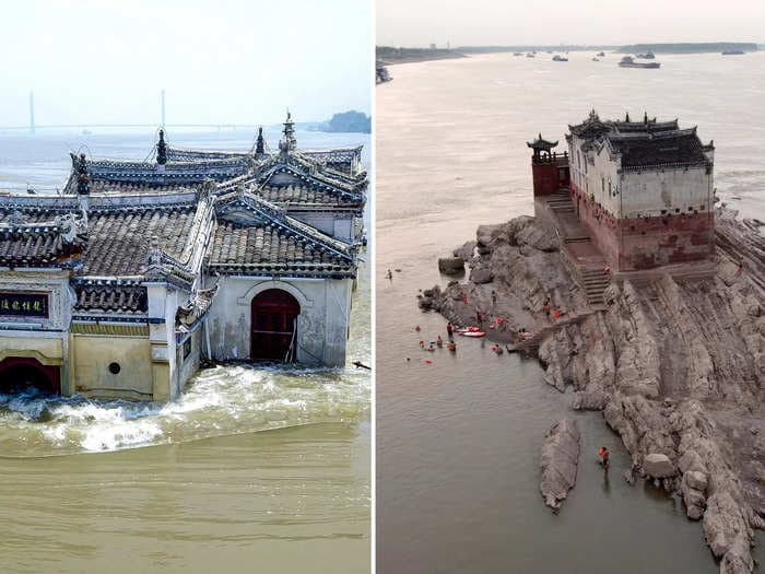 PHOTOS: Drought consumes China's most vital waterway, revealing historic structures and riverbeds