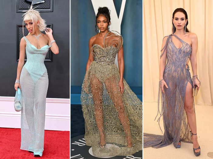 The sheer dress continued to be a popular red carpet trend in 2022. Here are the best celebrity looks so far.