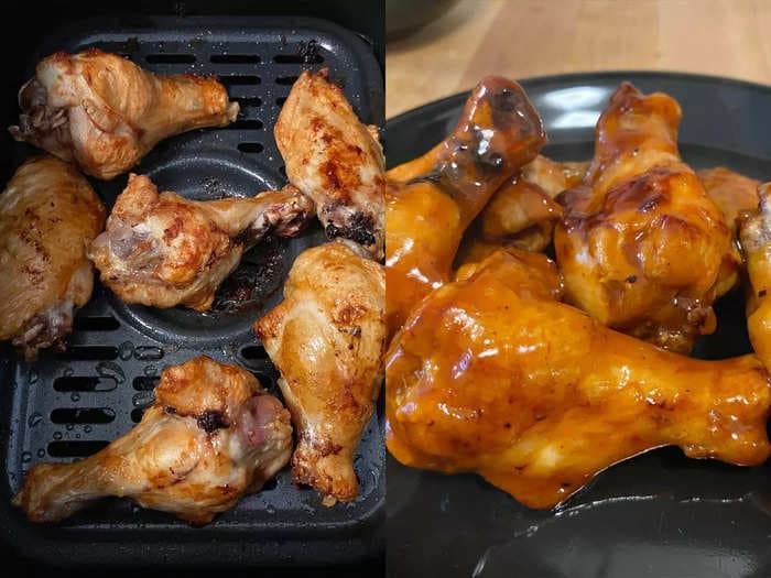 I made 3-ingredient Buffalo wings in my air fryer, and I'm never using an oven again