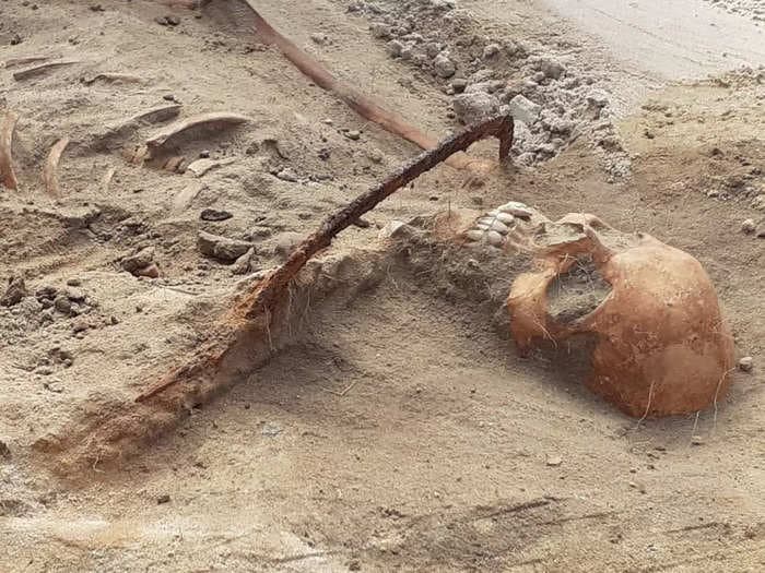 Archeologists discovered a 17th-century Polish 'vampire' with a sickle across its neck meant to prevent a return from the dead