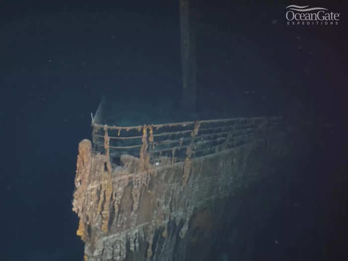 The highest quality footage ever of the Titanic shows astonishing close-ups of the underwater wreck. Take a look.