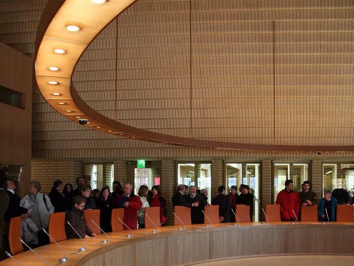 Video shows tremors rattling Liechtenstein's parliament as lawmakers debate earthquake insurance