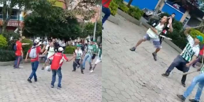 Fans of rival soccer teams in Colombia fought with machetes in the streets before and after a match