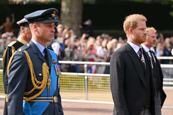 Why Prince Harry wore a suit — instead of military attire — as he walked next to Prince William behind the Queen's coffin