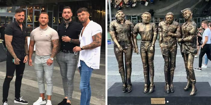 Four men who became a viral meme in 2020 have been turned into a statue. But the artist who spent 57 hours making it says he's faced mockery and criticism as a result.