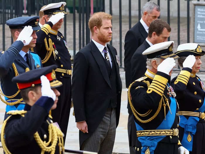 Prince Harry didn't salute at the Queen's funeral because he is no longer a working royal, report says