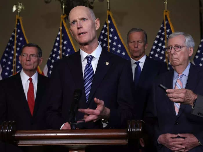 Rick Scott predicts the Trump civil fraud lawsuit won't hurt the GOP's chances of retaking the Senate much and says the Mar-a-Lago raid 'revved up the base'