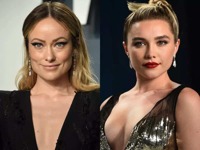 Olivia Wilde at first wouldn't give an answer when Stephen Colbert asked if she is feuding with Florence Pugh and instead steered the conversation toward 'spit-gate'