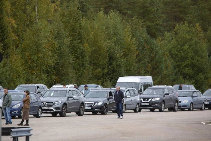 A movie theater gave fleeing Russians somewhere to sleep after Putin announced a military mobilization in his war against Ukraine