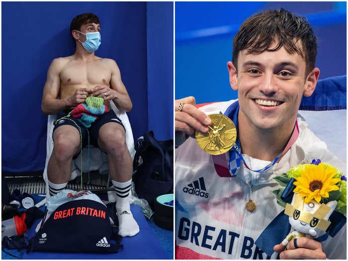 Tom Daley says he owes his gold medal at the Tokyo Olympics to knitting: 'It took the stress out of it'