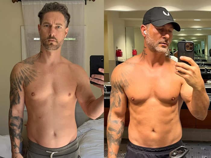 Before-and-after photo shows what happened when a 42-year-old male model went on testosterone therapy to gain muscle and energy