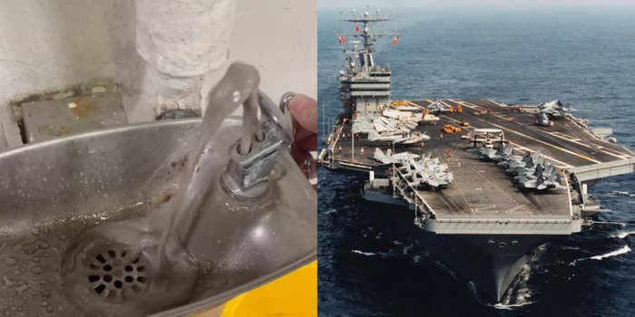 New videos from a sailor show 'horrible' polluted drinking water on a US Navy aircraft carrier