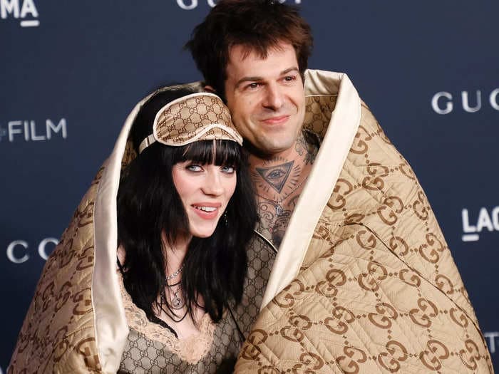 Billie Eilish and reported boyfriend Jesse Rutherford make a cozy red carpet debut in matching Gucci pajamas