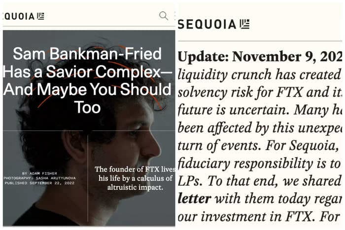 FTX investor Sequoia removed its glowing 13,000-word profile of Sam Bankman-Fried and replaced it with somber note after its investment cratered to $0