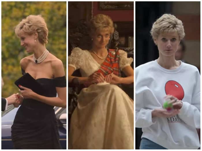 Photos show how 'The Crown' recreated Princess Diana's most iconic looks from the '80s and '90s