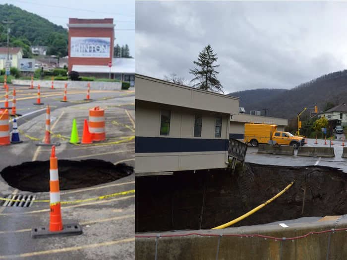 A sinkhole in West Virginia has grown so big that it's threatening to swallow the city's police department