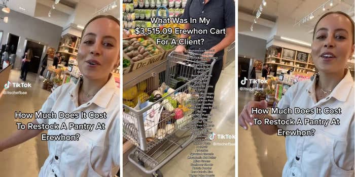 A private chef in Beverly Hills outraged her TikTok viewers by saying she spent over $3,500 at an expensive grocery store to restock her client's pantry