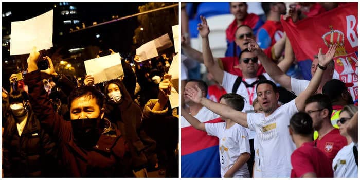 China's state TV is editing out close-ups of unmasked people at the World Cup, as its strict COVID rules spark mass protests