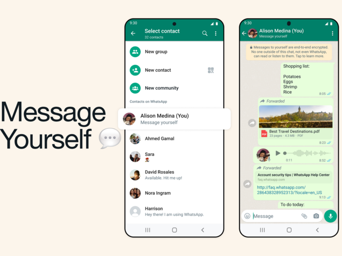 WhatsApp introduces the “Message Yourself” feature, working on voice status updates and more