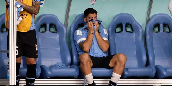 Luis Suarez broke down on the bench upon seeing South Korea score against Portugal, knocking Uruguay out of the World Cup