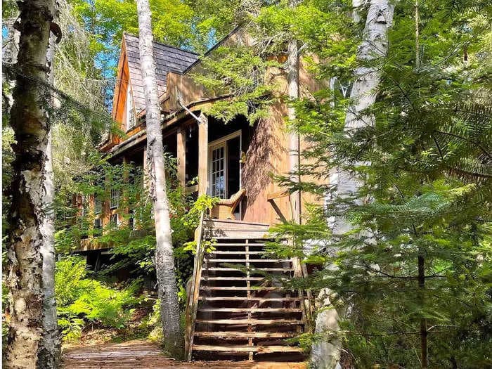 A 12-acre private island in Canada with its own log cabin is on sale for $656,000. Take a look.