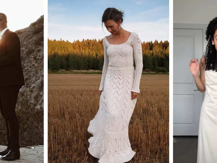 7 of the most viral wedding dresses of the year, from a YouTuber who knitted hers from scratch to the bride who walked down the aisle in a pink Zara suit