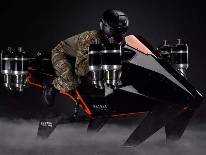 Check out this flying motorcycle powered by 8 jet engines that's designed to reach 200 mph