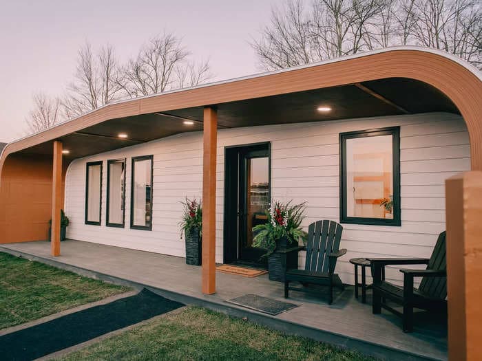 See what it's like living inside a 3D-printed 600-square-foot tiny home in Maine made of recyclable materials