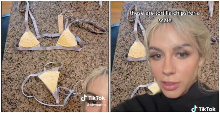 A TikToker used tortilla chips to measure Kim Kardashian's Skims micro underwear for anyone 'wondering about the size' and fans can't stop cracking jokes