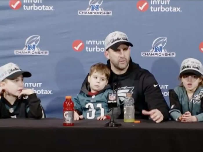 Eagles head coach Nick Sirianni's kids stole the show during his press conference minutes after earning a spot in the Super Bowl