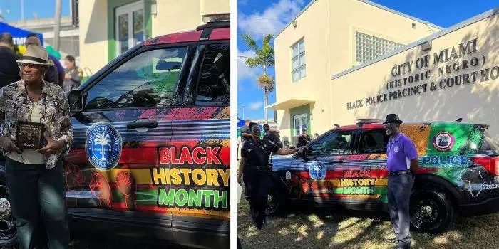 Miami Police Department unveils new cruiser covered in images of Africa for Black History Month