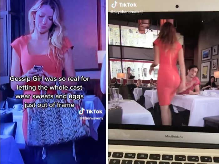 A scene from 'Gossip Girl' has gone viral on TikTok as viewers notice Blake Lively wore pulled-down sweatpants under a skin-tight mini-dress  