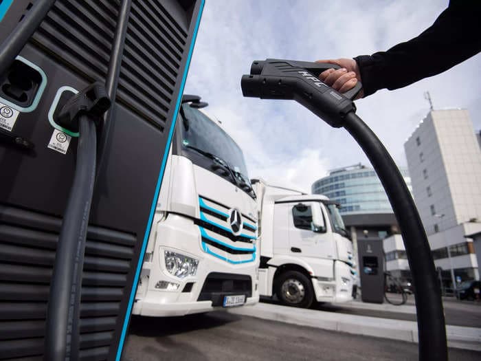 Electric semi-trucks are ready to be deployed, but there aren't near enough plugs to charge them