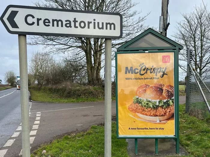 McDonald's says it will remove a McCrispy ad opposite a crematorium that's been called 'tasteless'