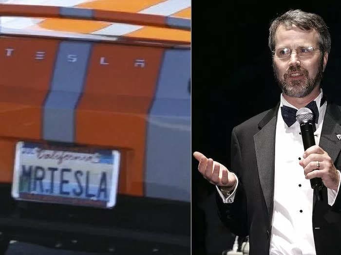 See the second car Tesla made: an orange-striped Roadster with 'Mr. Tesla' plates that may be worth more than $200,000