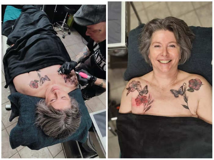 Powerful photos show how a breast-cancer survivor turned her scars into art with free tattoos