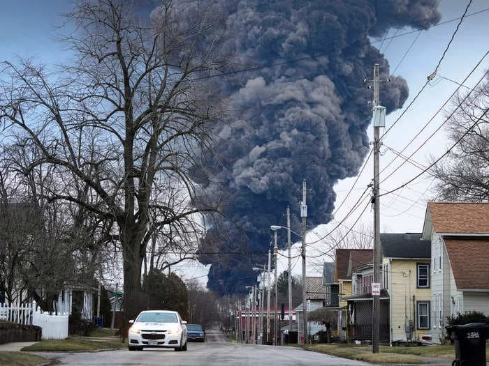 Photos show the eerie parallels between the Ohio train derailment and a Netflix movie which was filmed in the state the year before